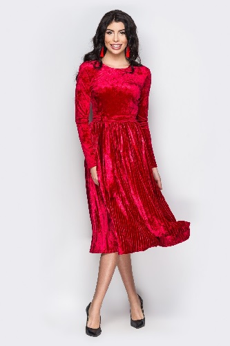 бархатное платье красный фото
